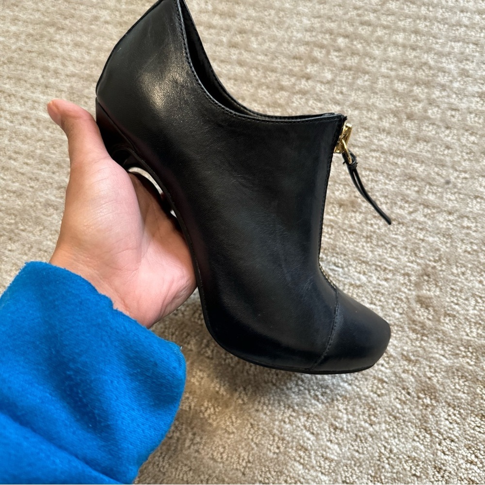 Bar III Womens Stiletto Heels Pumps Black Booties Size 6.5 Carine Zip Leather - Picture 5 of 14